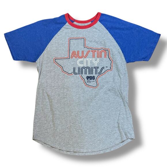 Palmer Cash Apparel Co Womens Austin City Limits ACL Gray Blue T-Shirt XL FITTED - Picture 1 of 5